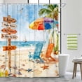 thumbnail image 2 of Ocean Beach Palm Tree Shower Curtains, Tropical Summer Shower Curtains for Bathroom, Sailing Seagull Sails Chair Bath Curtain Bathroom Decor,72X72in, 2 of 5