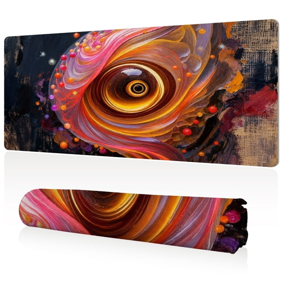 LIVEKEY Mouse Pad Durable Easy Clean Ultra Large 80x40x0.3cm Full Desk Coverage with Vibrant Swirl Art Design Non Slip Stitched Edge
