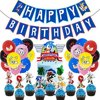 Sonic Party Supplies Happy Birthday Banner Latex Balloon Cake Topper Cupcake Topper for Kids Baby Shower Birthday Party Decorations Set