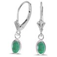 thumbnail image 1 of Oval Emerald Lever-back Drop Earrings in 14K White Gold (0.90ct), 1 of 2