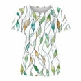 thumbnail image 5 of GaThRRgYP Short Sleeve Sheer Blouse - Women's Summer Tops,Women's Fashion Summer Casual Printed V-neck Button Up Short Seeved Blouses Top Green S, 5 of 5
