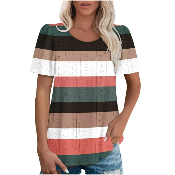 Womens Summer Tops Casual Short Sleeve Tops Plus Size Fitted Tshirts Shirts Cotton Blouses Plus Size 2X