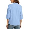 thumbnail image 4 of cocolona Womens 3/4 Sleeve V Neck Blouses Casual Loose Solid Color Shirts Basic Outfits Tops, 4 of 7
