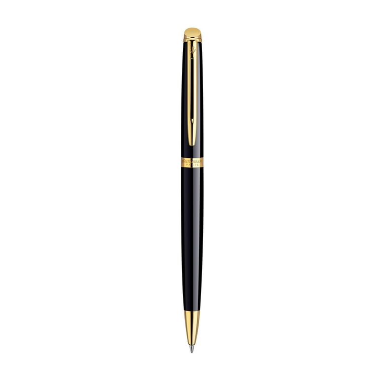 筆記具 waterman Waterman Hémisphère Ballpoint Pen, Black Lacquer with Gold Trim