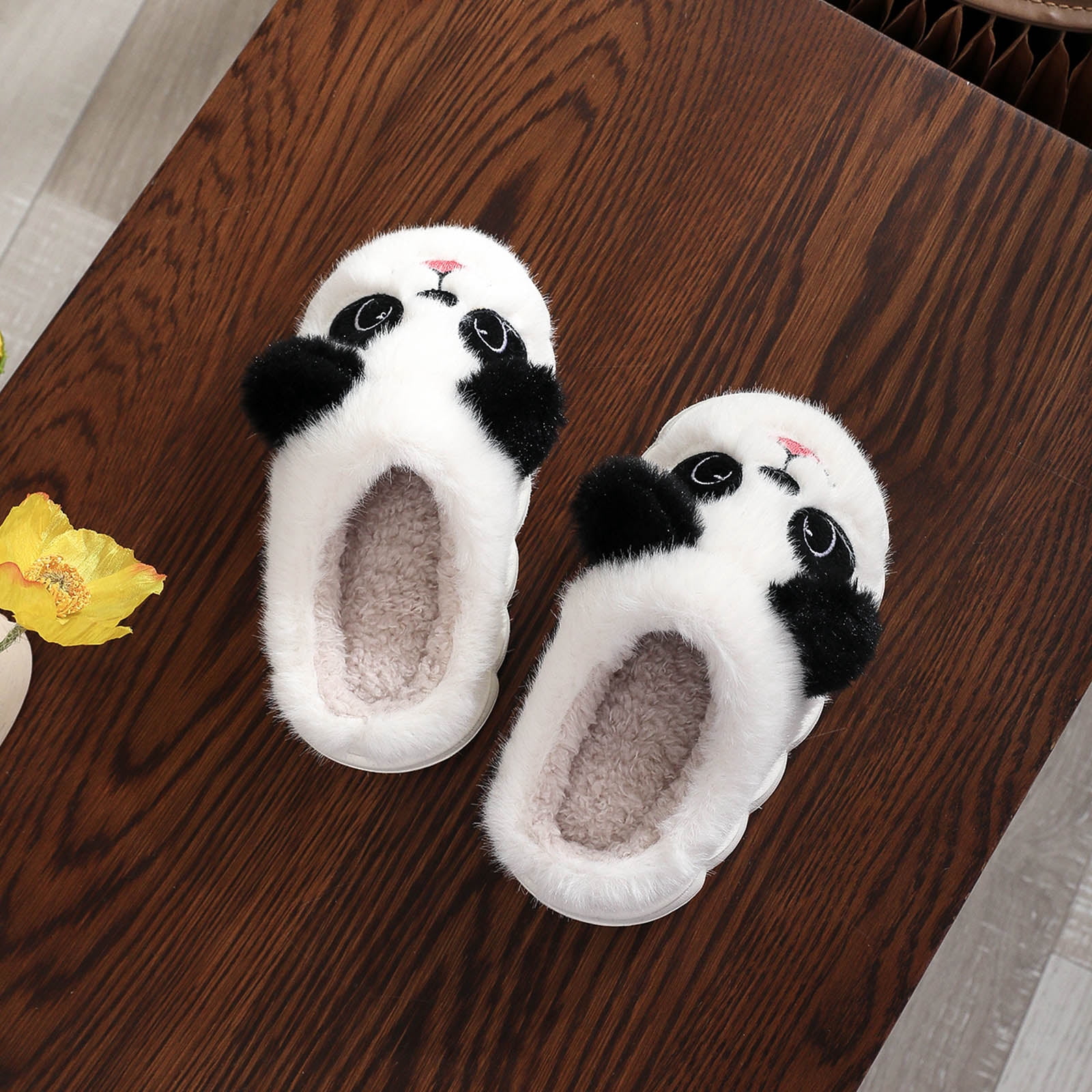 Chaussons Enfant Hiver En Peluche - Antidérapants, Doublure Polaire Chaude, Design Animal Mignon (chien)