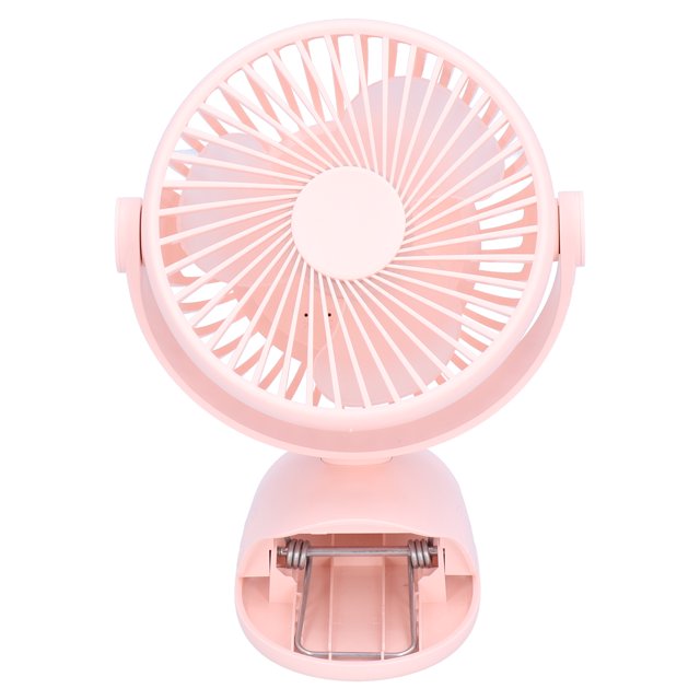 Ventilador De Clip, Ventilador De Enfriamiento Ajustable De 4 Engranajes Ventilador De Clip De 3 Aspas Recargable Rotación De 360 grados Para Escritorio ANGGREK Rosa