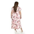 thumbnail image 3 of Vestido largo estampado hojas Roman Fashion /Tallas Extras, 42548 (Rosa flor) rosa 44, 3 of 6