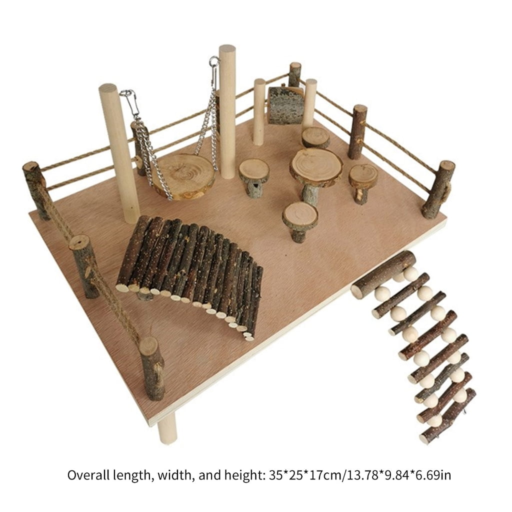 Wood Stackable Hamster Toy Combo Offering Versatility and Exploration Possibilities to Keep Small Pet Active and Happy