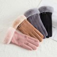 thumbnail image 4 of EIMELI Winter Warm Touch Screen Gloves New Suede Gloves Double Plus Velvet Thick Windproof Cold Riding winter Ladies Texting Soft Gloves Cold Weather Anti-slip Casual Gloves Winter Warm G, 4 of 8