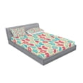 thumbnail image 2 of Ambesonne Paisley Fitted Sheet & Pillow Sham Set, Traditional Leafy Motifs, Full, Turquoise Pink Cream, 2 of 2