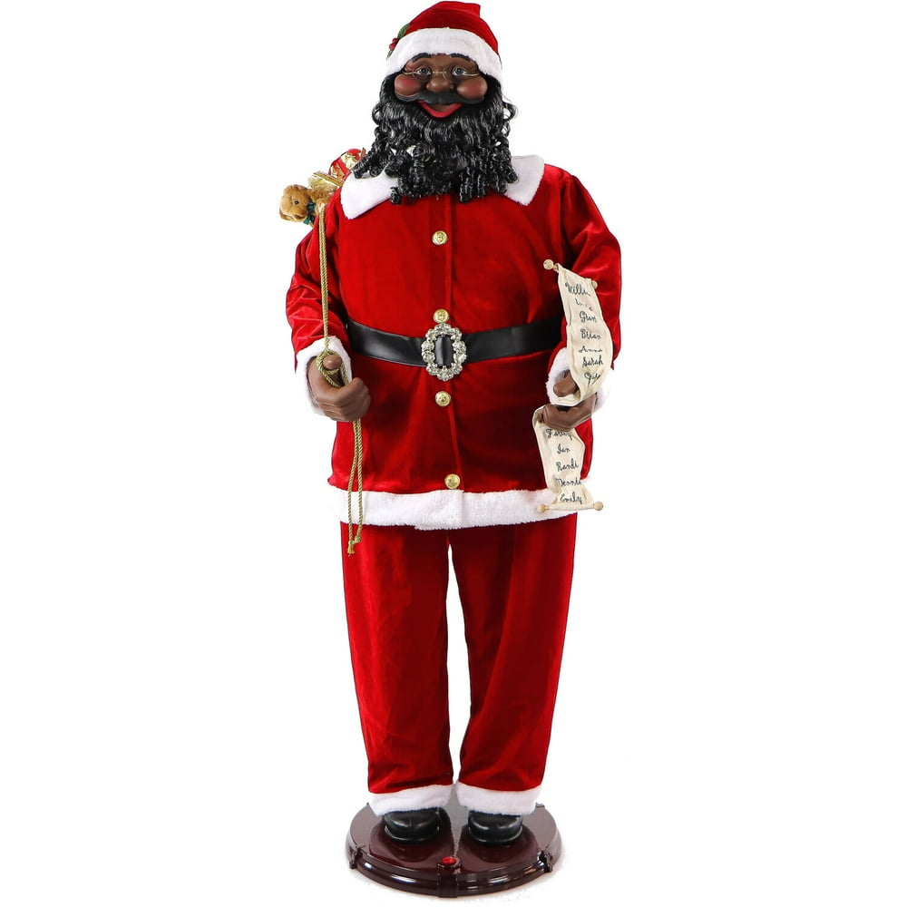 Fraser Hill Farm 58" African American Dancing Santa with Naughty & Nice