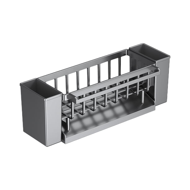Estante de Almacenamiento de Pared de Plástico Fregadero-Lado Rack 30x11cm, Negro, Multifuncional para Esponja Lavavajillas, Organizador de Encimera con Agujeros de Drenaje