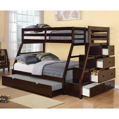 Acme Furniture Jason Twin Over Full Bunk Bed With Storage Ladder Trundle Espresso Acme Furniture Jason Twin Over Full Bunk Bed With Storage Ladder Trundle Espresso