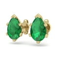 thumbnail image 2 of SuperJeweler 1 1/2 Carat Pear Shape Emerald Stud Earrings In 14K Yellow Gold Over Sterling Silver For Women, 2 of 6