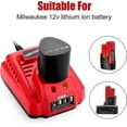thumbnail image 2 of 12V Rapid Charger Replacement for MIL 12V Battery Charger, Compatible with Milwaukee M12 Lithium Battery 12Volt 48-11-2401 48-11-2411 48-11-2412,Euro, 2 of 5