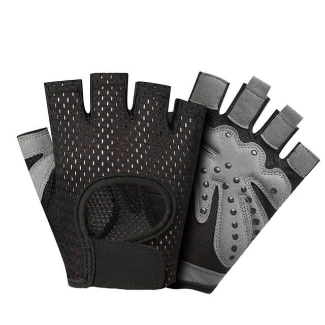 Guantes deportivos Nikou 2 medio dedo poliéster resistentes al desgaste antideslizantes color negro L