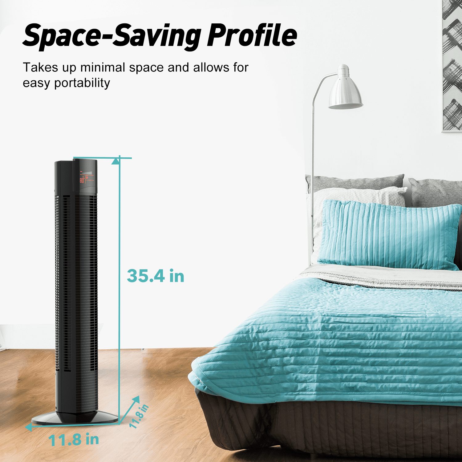 TaoTronics Tower Fan, 36" Cooling Fan with Remote, 65 Floor Fan Oscillating, Powerful Fan with 9 Modes, Large LED Display, 12-Hour Timer, Quiet Portable Bladeless Fan for Bedroom Living Rooms Office