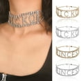 thumbnail image 2 of Collier Ras du Cou Mode pour Femmes avec Strass et Lettres en Alliage, 2 of 10