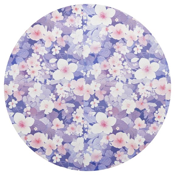 Flower Purple Round Placemats Set of 6 Woven Non-Slip Washable Heat Resistant Table Mats 15.4 Inch for Kitchen Dining Decor
