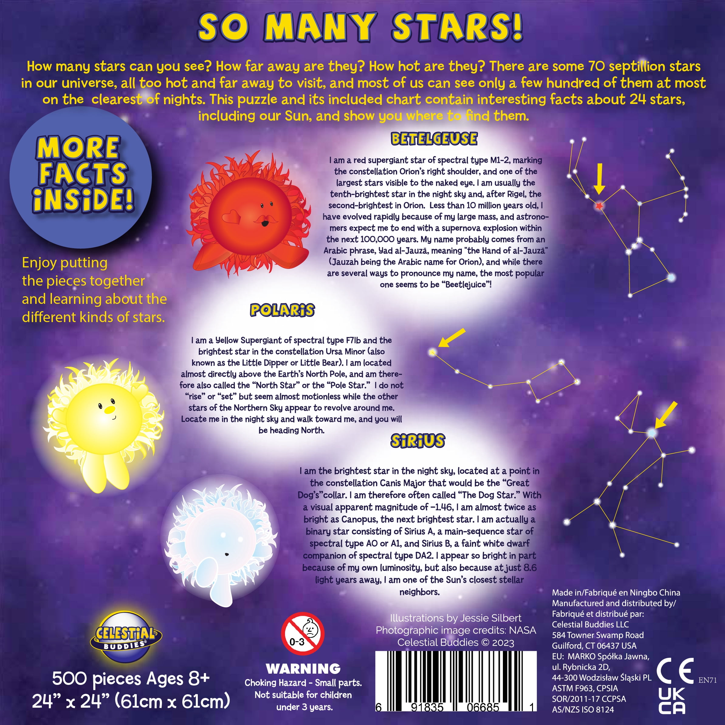 Celestial Buddies So Many Stars! 500 Piece Jigsaw Puzzle - Educational Learning & Astronomy Fun for Ages 8+
