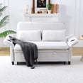 thumbnail image 3 of 3-in-1 Convertible Sofa Bed,Modern Corduroy Sleeper Sofa with Pull Out Bed,Loveseat Couch with Adjustable Armrest for Living Room,Beige, 3 of 7