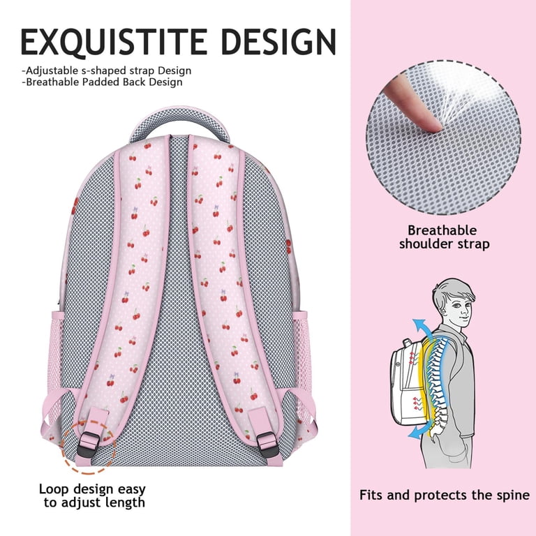 Sweet Cherry Pattern Waterproof Bookbag - Lightweight  display picture 2