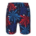 thumbnail image 3 of Balery Red White Blue Fireworks Traje de Baño Estilo Hawaiano para Hombre, Shorts de Secado Rápido con Bolsillos-XX-Large, 3 of 6