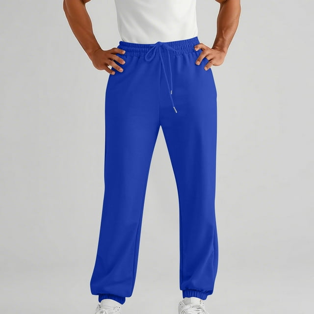 Xdegoge Elastic Waist Jogger Men Work Travel Drawstring Straight Leg Sweatpants with Pockets Fall Comfortable Fitted Solid Pants Workout Gym Joggers