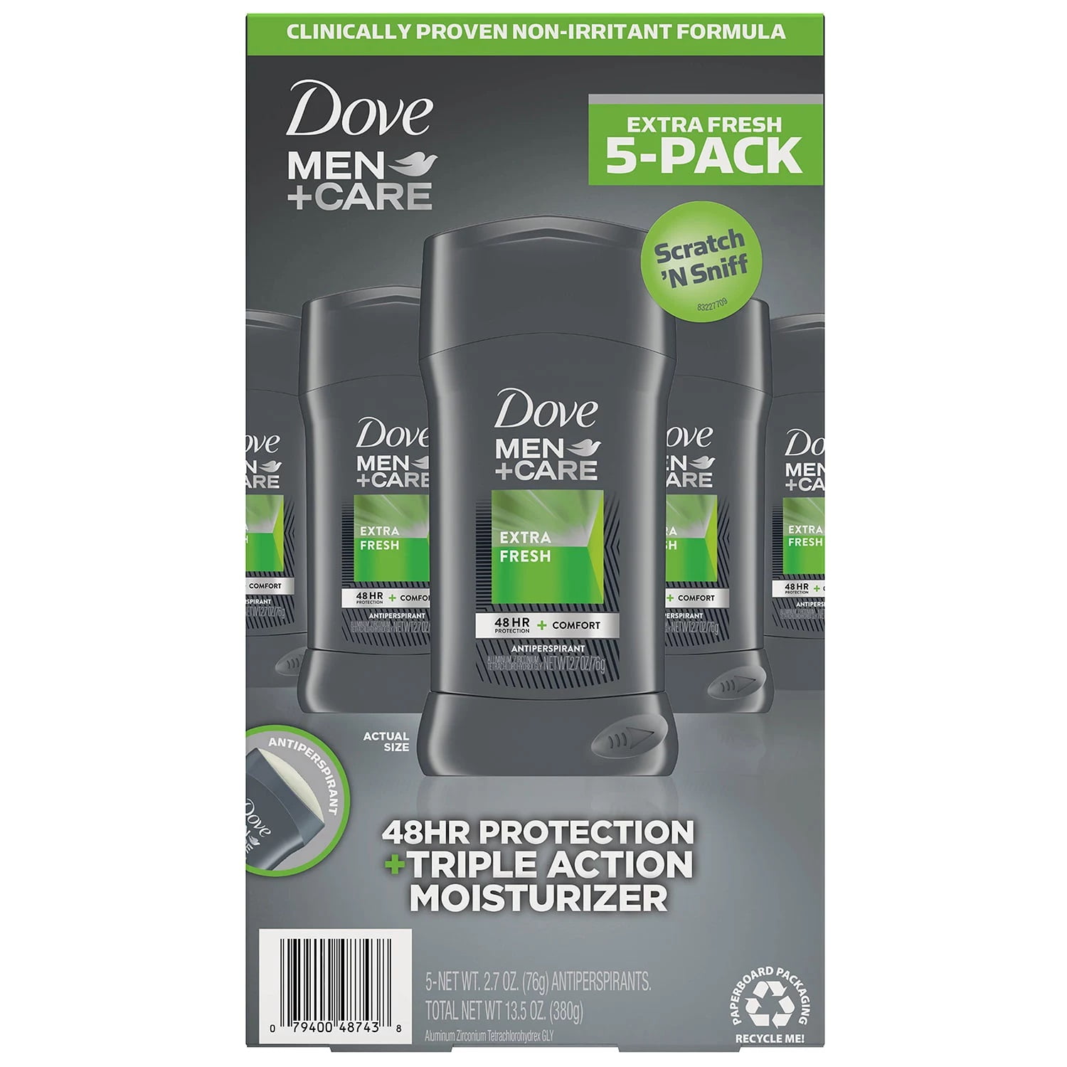 Dove Men+Care Antiperspirant Deodorant Extra Fresh (2.7 oz., 5 pk