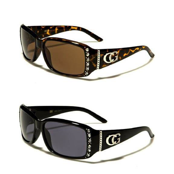 2 Pack CG Eyewear 1 - Black & 1 - Tortoise Shell Women's Hot Rhinestone Bling Sunglasses Free Shipping
