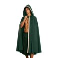 thumbnail image 3 of SAWOBUUN Renaissance Hooded Cloak for Men Women,Halloween Medieval Cape Witch Robe Victorian Suede Cape, 3 of 7