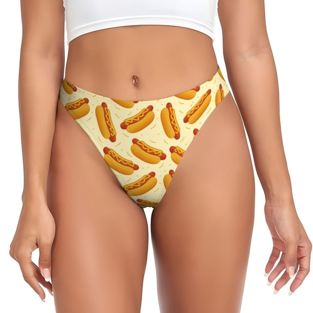 Fotbe Hot Dog 3 Tanga Sin Costuras para Mujer con Estampado – Panties Invisibles, Transpirables y Cómodos para Uso Diario-4X-Large