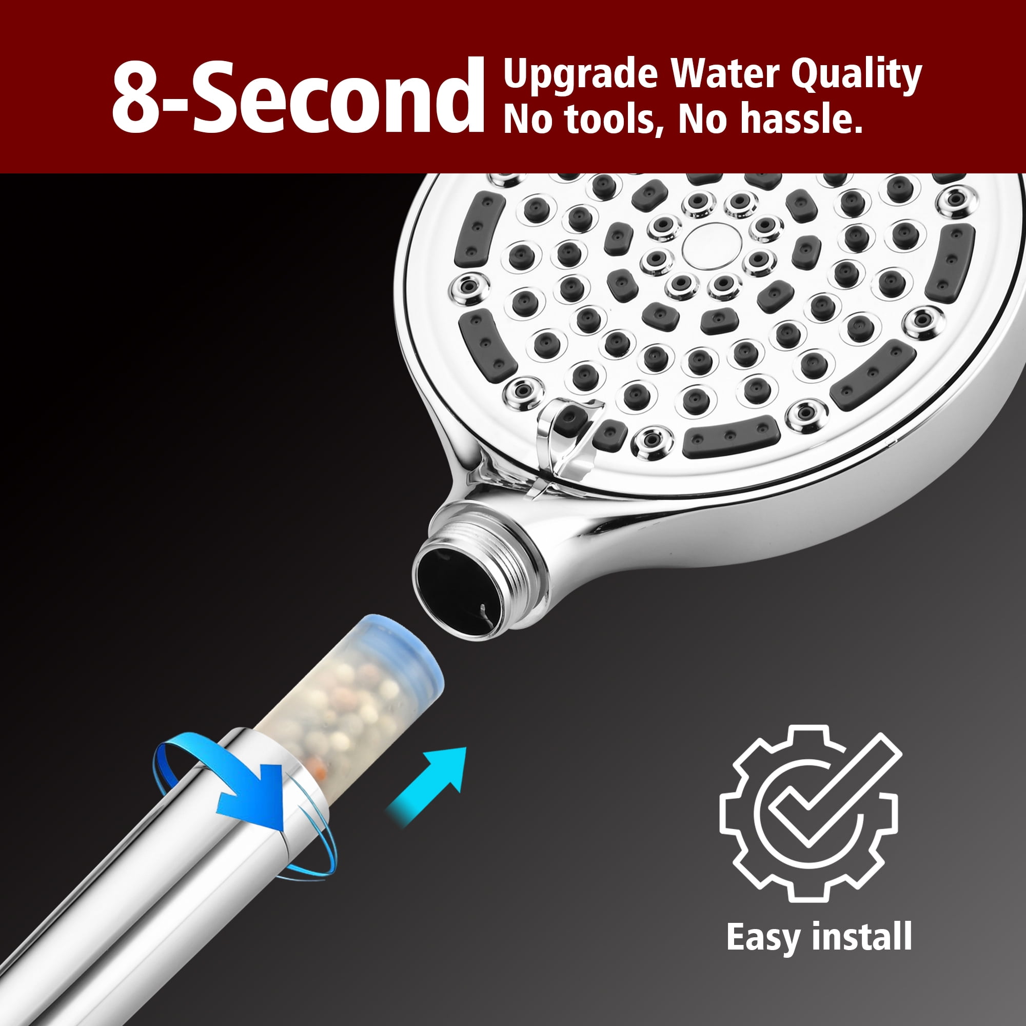 SUMERAIN Modern Bathtub Shower Faucet Set with 6-Spray Filtered Handheld Shower, High Flow Shower System Set Chrome Finish