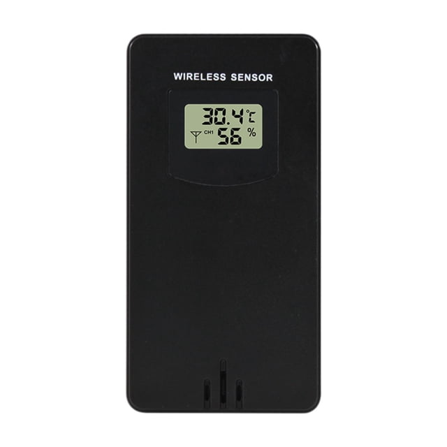 Sensor inalámbrico portátil de temperatura y humedad para interiores y exteriores alimentado por batería Negro