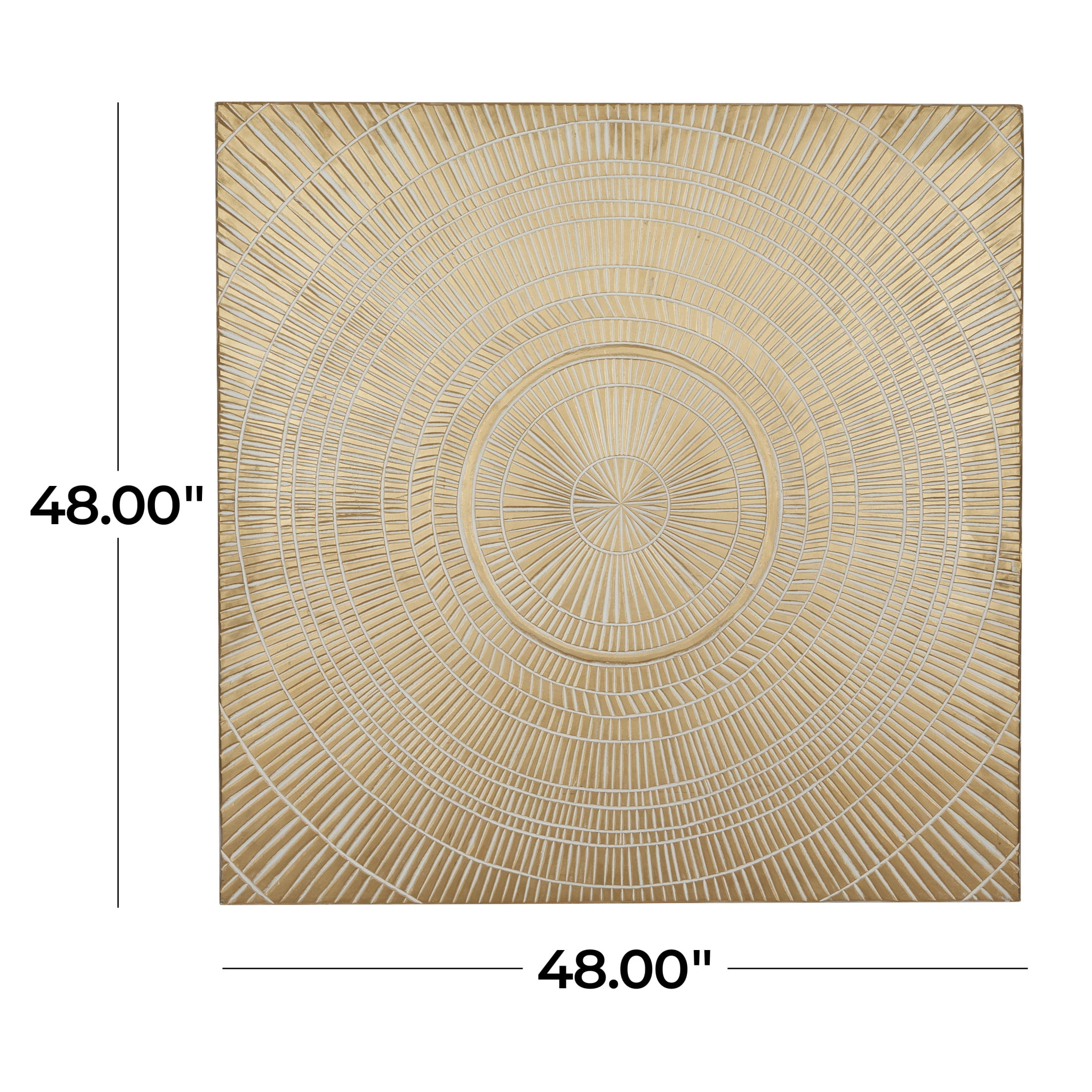 DecMode Gold Wooden Handmade Intricately Carved Radial Geometric Wall Decor with Starburst Design