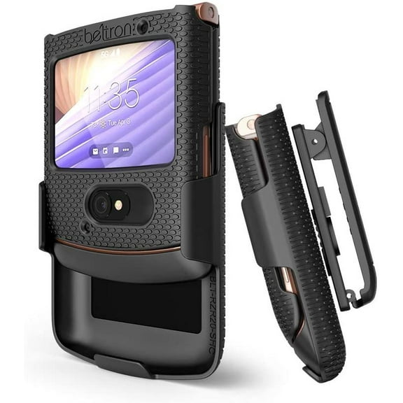 BELTRON Case with Clip for Motorola RAZR 5G AT&T / T-Mobile, Snap-On Protective Cover with Rotating Belt Holster Combo & Built in Kickstand for Motorola Moto RAZR 5G Flip Phone 2020 XT2071 - Black