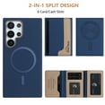 thumbnail image 6 of Allytechgroup Case for Samsung Galaxy S24 Ultra, 2-in-1 Detachable Card Holder Magnetic RFID Blocking Wallet [Compatible with MagSafe] Stand PU Leather Cover with Credit Card Slots/Cash Slot, Darkblue, 6 of 13