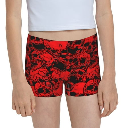 Pofeuu Red Skulls 3 Print Soft Cotton Girls Boyshort panties Toddler Underwear-Small