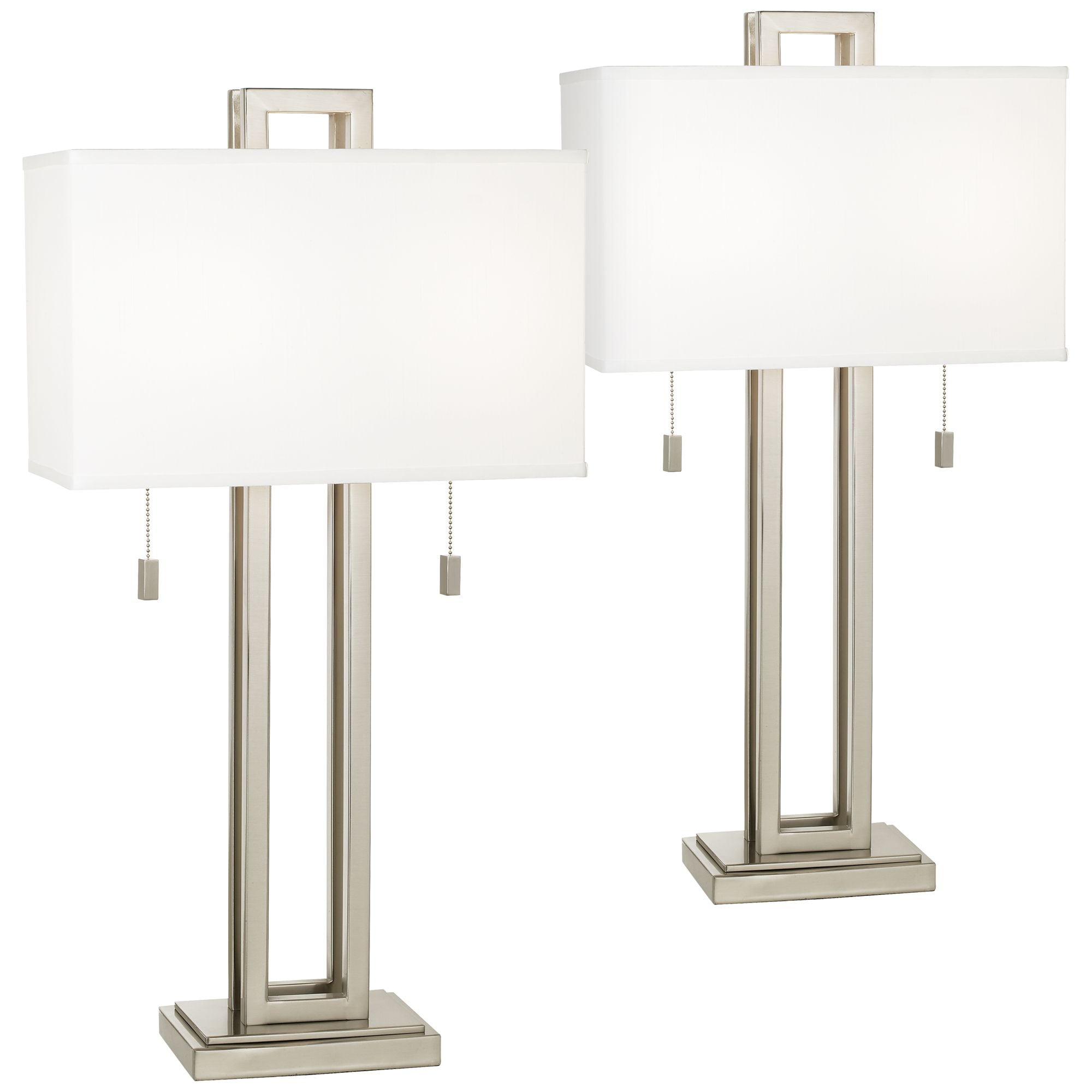 Possini Euro Design Modern Table Lamps, Brushed Nickel Table Lamps Set Of 2