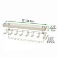 thumbnail image 6 of mDesign Steel Wall Mount Closet Jewelry Storage Organizer Rack Holder with 8 Hooks and Basket for Bedroom - Holds Necklaces, Bracelets, Watches, Sunglasses, Purses - Concerto Collection, Satin, 6 of 8