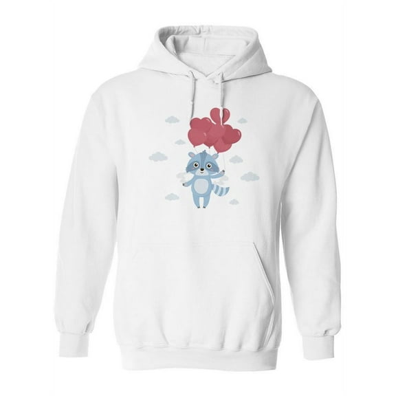 Raccoon With Heart Balloons Hoodie Women -Image by Shutterstock, Female Large