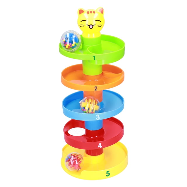 Roll Activity Toy, Roll Play Tower Toy 5 capas para bebé para nios,Roll Play Tower Toy Ball Drop Roll Toy Roll Actividad Juguete Rampa de bolas Juguete Bebé Torre giratoria Juguete Rollo Torre girator