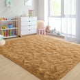 thumbnail image 4 of Nefoso Shag Area Rug, 5ft x 8ft Soft Fluffy Area Rugs for Living Room Bedroom Decor Carpet, Light Brown/Camel, 4 of 10