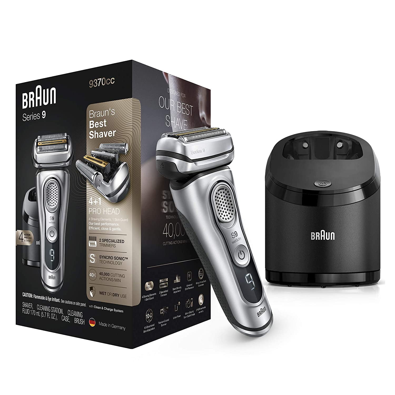 Men's Electric Foil Shaver, Wet and Dry Razor with Clean & Charge