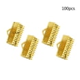 thumbnail image 5 of 100PCS 1.3CM Plated Ribbon Ends Metal Fastener Clasps Textured Crimp End Clamps Cord Ends Buckles Zipper Clips DIY Jewelry Accessories (Golden), 5 of 5