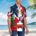 thumbnail image 4 of Dominican Republic Coat of Arms Mens Hawaiian Shirt Short Sleeve Casual Button Up Tropical Summer Beach Shirt, 4 of 9