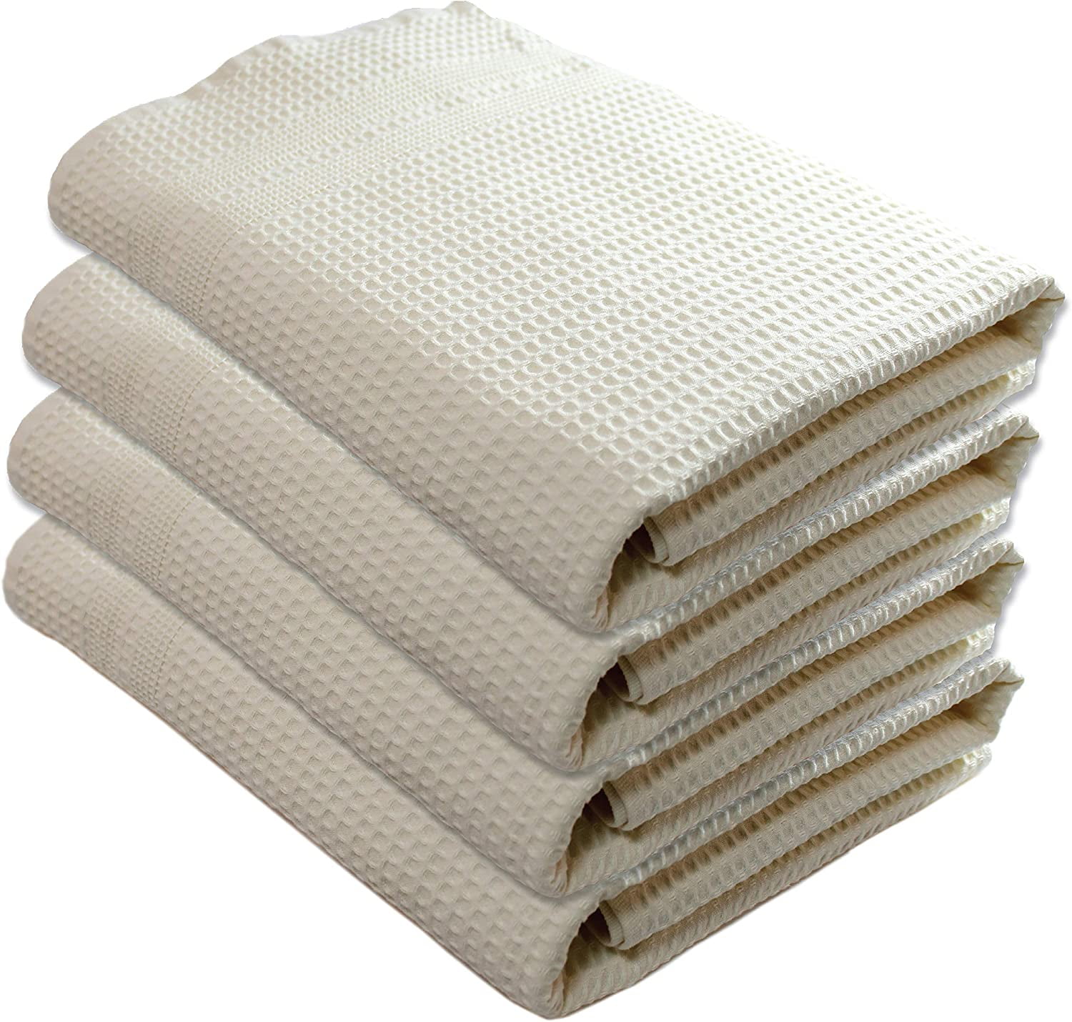 Waffle Towels Quick Dry Lint Free Thin Bath Towel 4 Pack Style (Cream