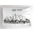 thumbnail image 1 of Wyoming Pillow Sham, Hand Drawn Monochromatic Sketch of Gran Teton Simplistic Mountain Peaks, Decorative Standard Size Printed Pillowcase, 26" X 20", Charcoal Grey White, by Ambesonne, 1 of 2