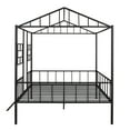 thumbnail image 6 of Full Size Metal House Bed Frame for Kids Boys Girls, Low Profile Playhouse Bed with Roof and Fence, No Box Spring Needed, Black 77.1"L x 56"W x 67.7"H, 6 of 7