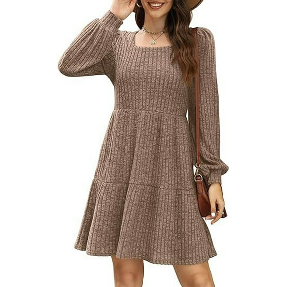 WJHWSX Fall Dresses for Women 2025,Womens Dresses,Dresses for Women,Long Sleeve,Pockets,Easy Care,Solid,L(US:8)